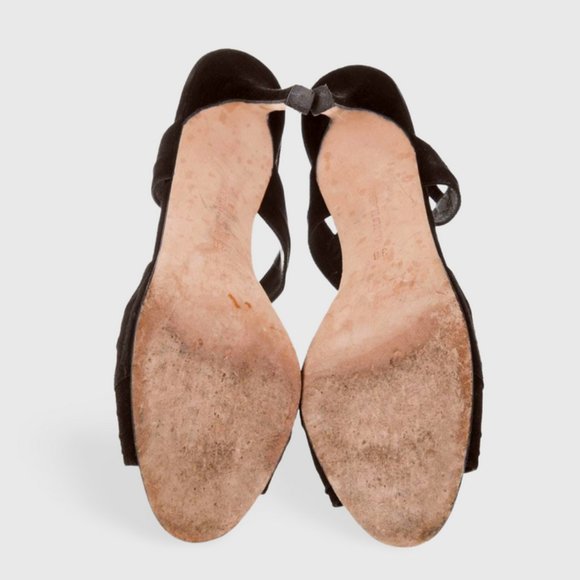 Manolo Blahnik Suede T-Strap Sandals Heels - Picture 13 of 13